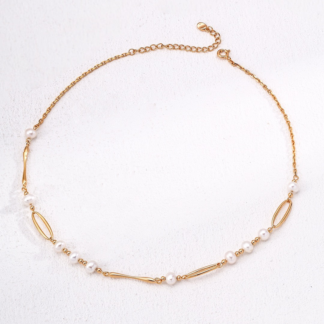 LUERA | 純銀珍珠線條項鍊