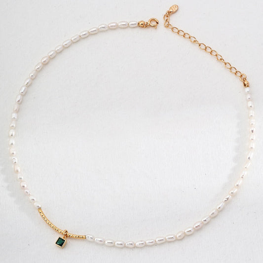 LUERA | 純銀珍珠綠寶石項鍊